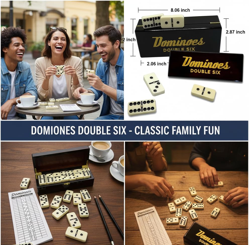 Juego de Domino Doble Seis con Caja de Madera Premium miniatura 3