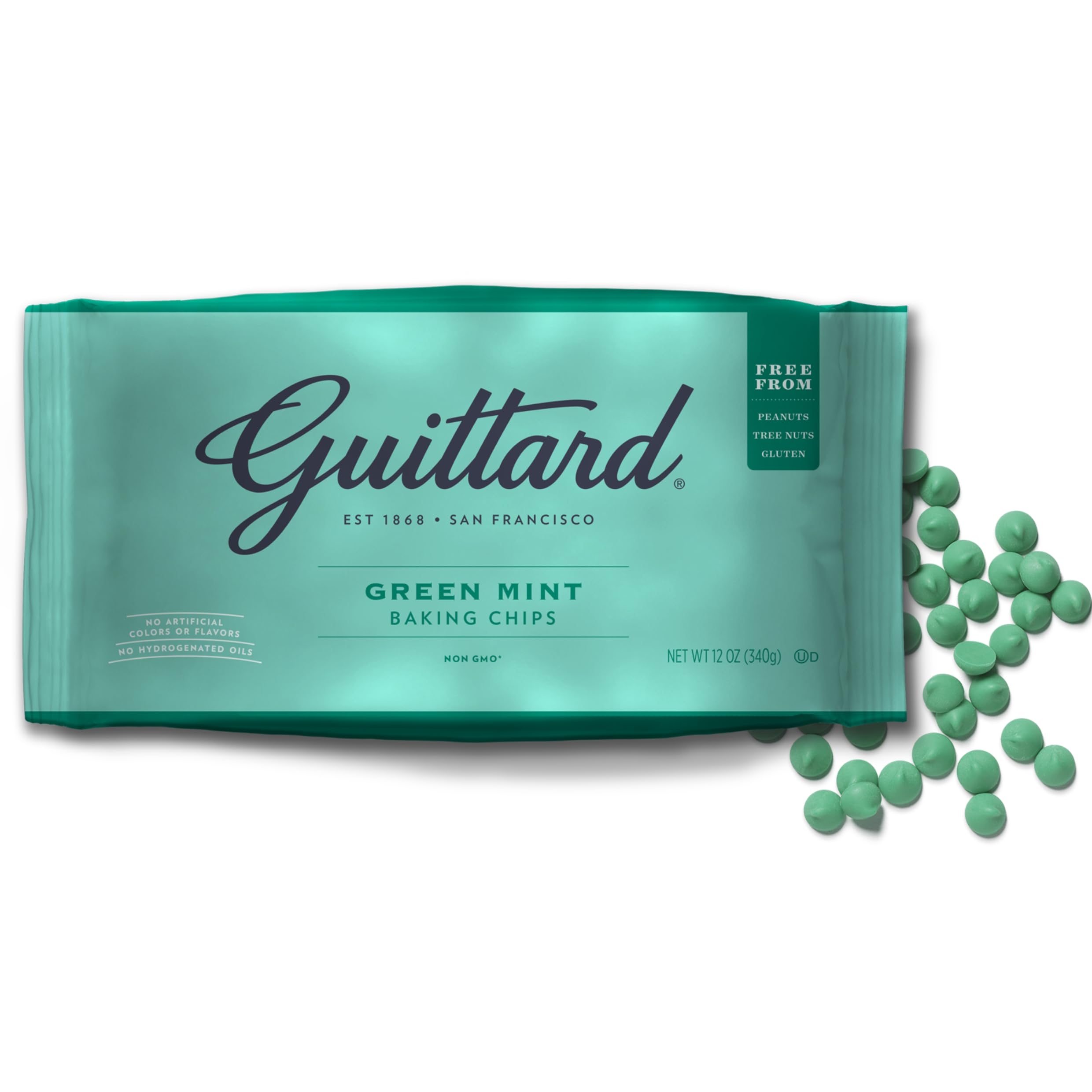 Guittard Green Mint Chips, 12-Ounce (Pack of 6)