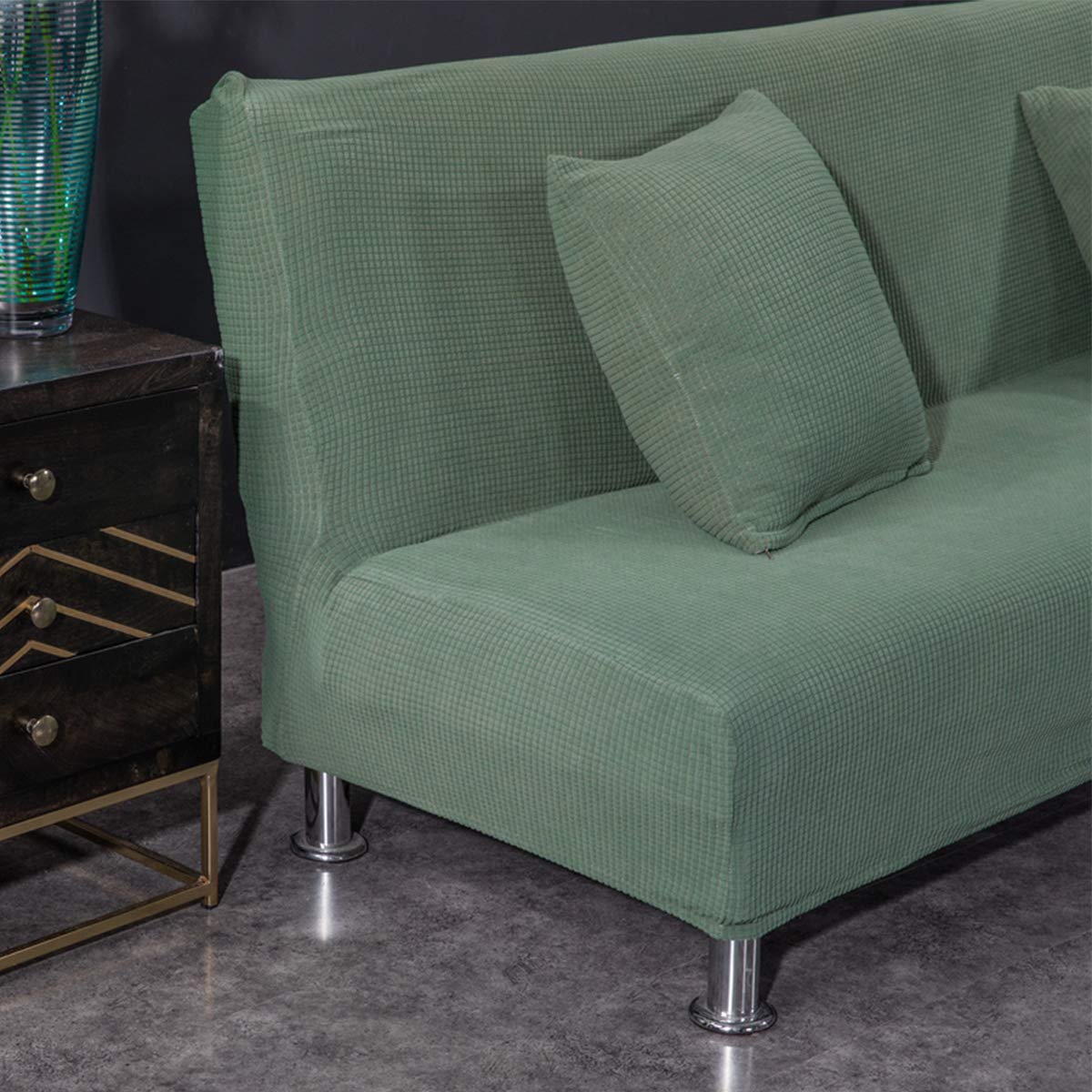 Copridivano Letto Senza braccioli 2 posti Copridivano Elasticizzato clic clac Senza braccioli Fodera per Divano Letto clic clac Stampato Verde Militare, Senza copricuscino