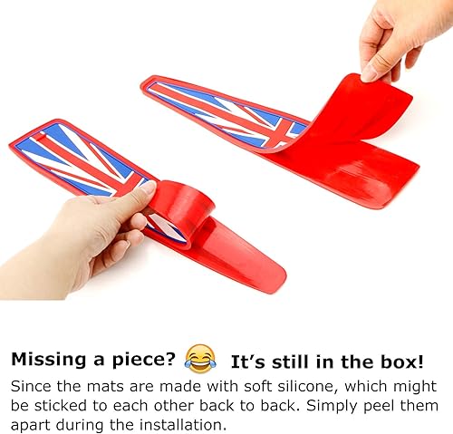 Miniatura 6 de iJDMTOY portavasos soporte para tasa estilo bandera del reino unido rojo y azul de silicona suave 7 unidades tapetes para compartimiento de puerta