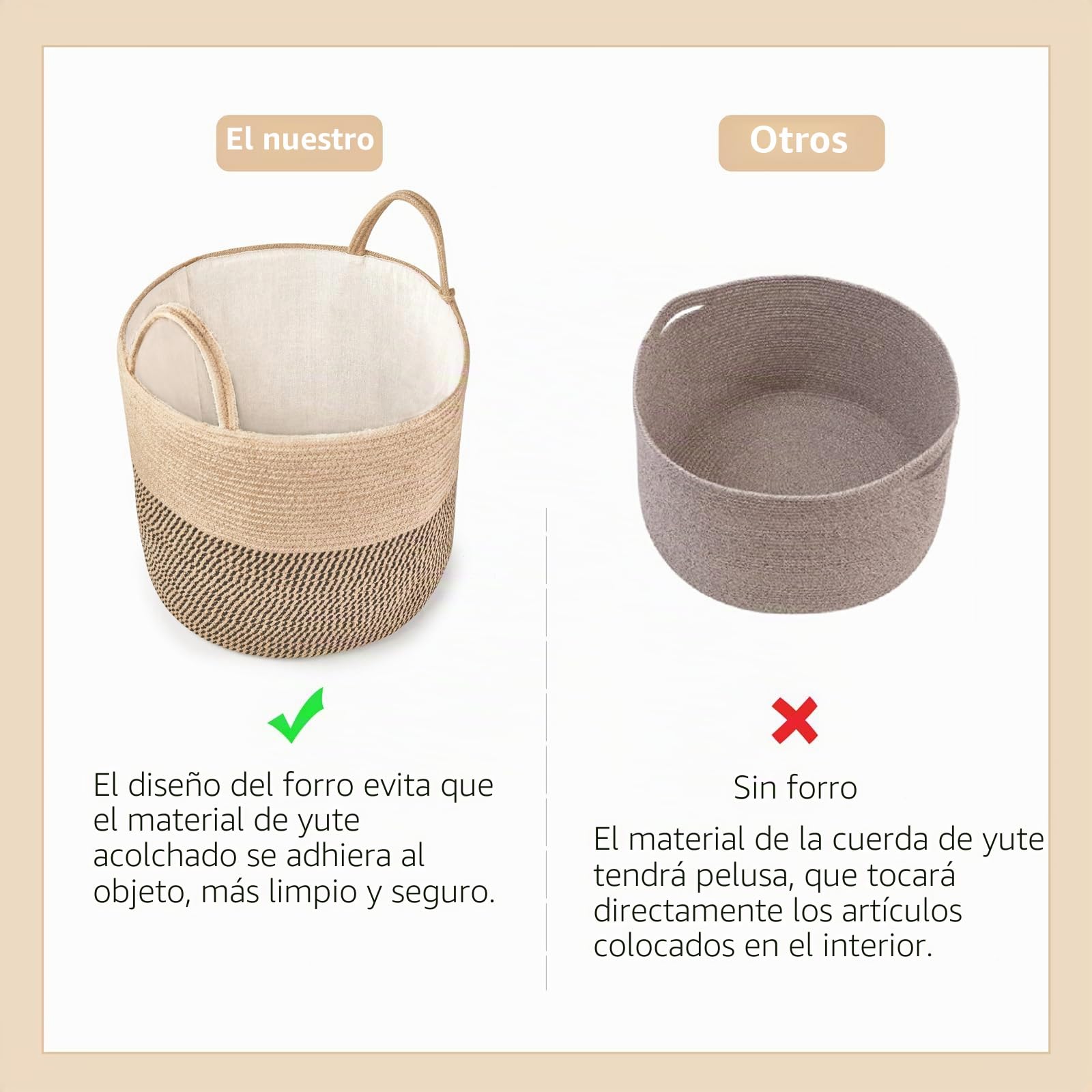 Mkono Cesta de almacenamiento tejida decorativa de cuerda con cuentas de madera para mantas, juguetes, ropa, zapatos, organizador de plantas con asas, decoración del hogar, sala de estar, amarillo y