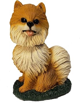 Animal Den Pomeranian Dog Bobblehead Figure Statue for Car Dashboard Red