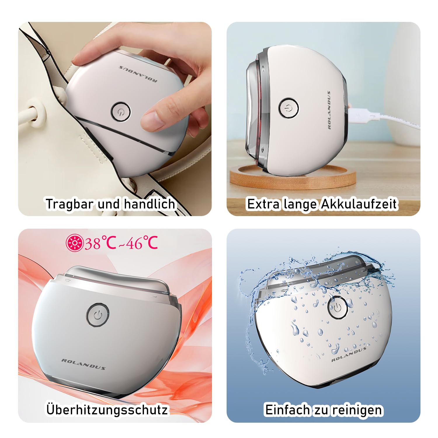 EMS Gua Sha,Rolandus® Gesichtsmassagegerät Gua Sha Elektrisch mit Vibration & Wärme Gesichtsformungswerkzeug mit Rot,Blau,Grün&Buntfarbigslicht Face Massager Für Gesicht Anti Falten Anti Aging
