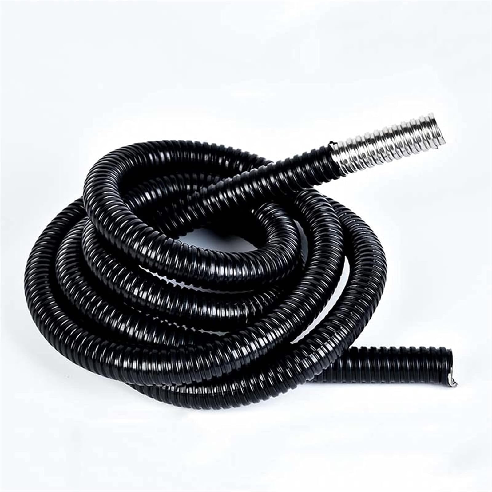 Manguera de metal recubierta de plástico negro, línea de cable de tubería flexible corrugada roscada impermeable, protector de manga, funda de cable (23 * 26mm, 20m)