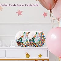 Vista 5 de DilaBee Paquete de 2 tarros de plástico para galletas, tarros hexagonales de 1 galón con tapas para bufé de dulces, cocina y oficina, tarros