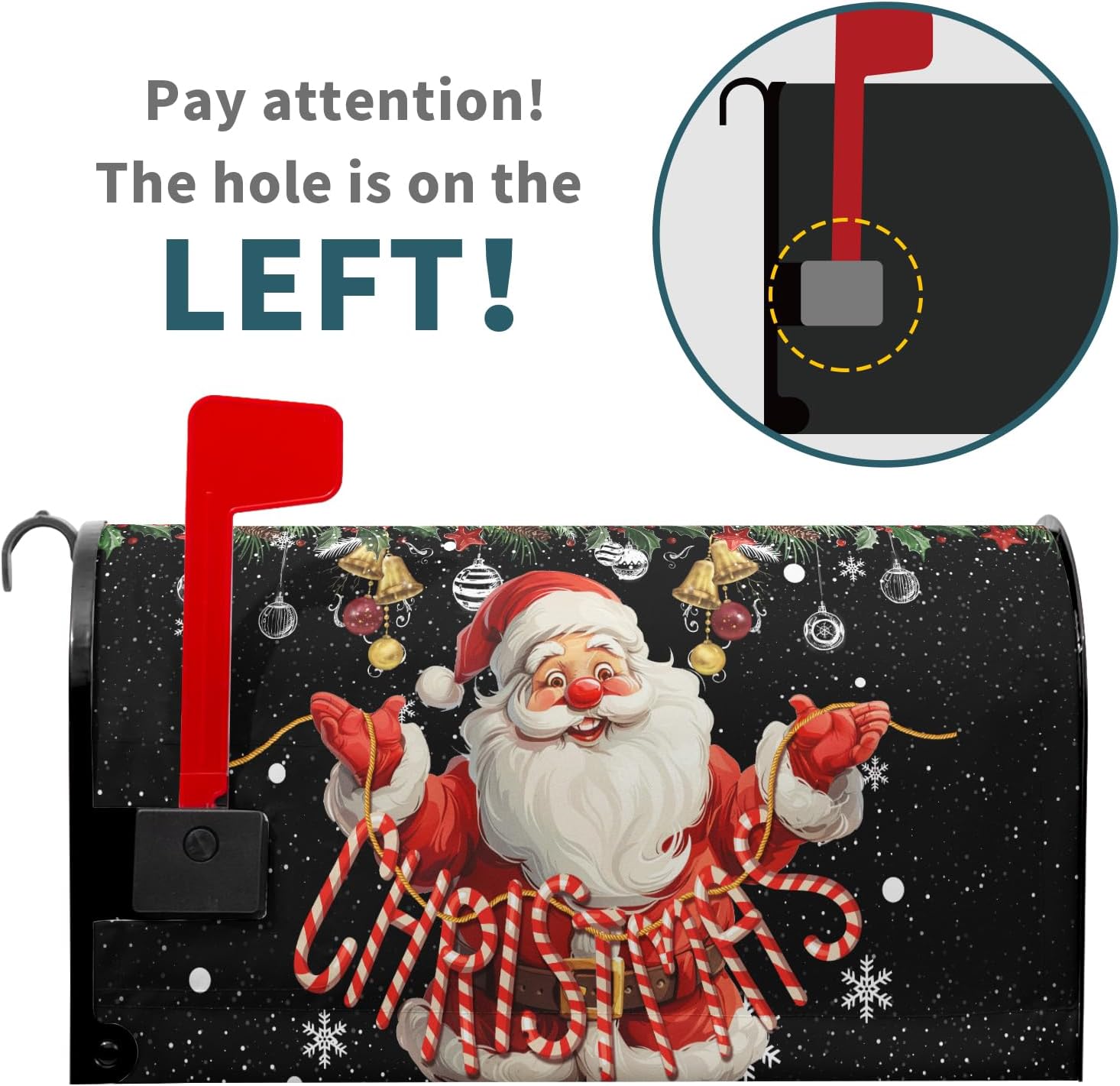Kawani Merry Christmas Mailbox Cover Standard Size 18"x21" Christmas Santa Claus Magnetic Mail Box Covers Winter Mailbox Wraps Xmas Decorative Post Letter Box Cover Outdoor Decoration for Home