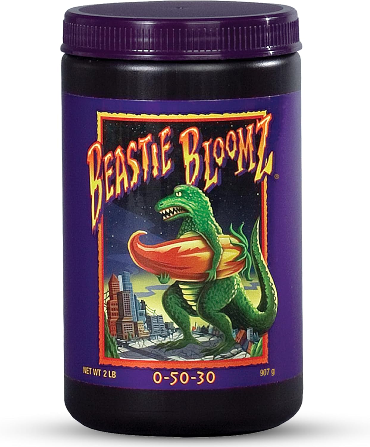 FoxFarm Beastie Bloomz Water Soluble Fertilizer for Mid-Flowering Stage, High Phosphorus Fertilizer 0-50-30, Supports Blossom Development, Easily Dilutes in Water, Ideal for Hydroponics & Soil, 2 lb