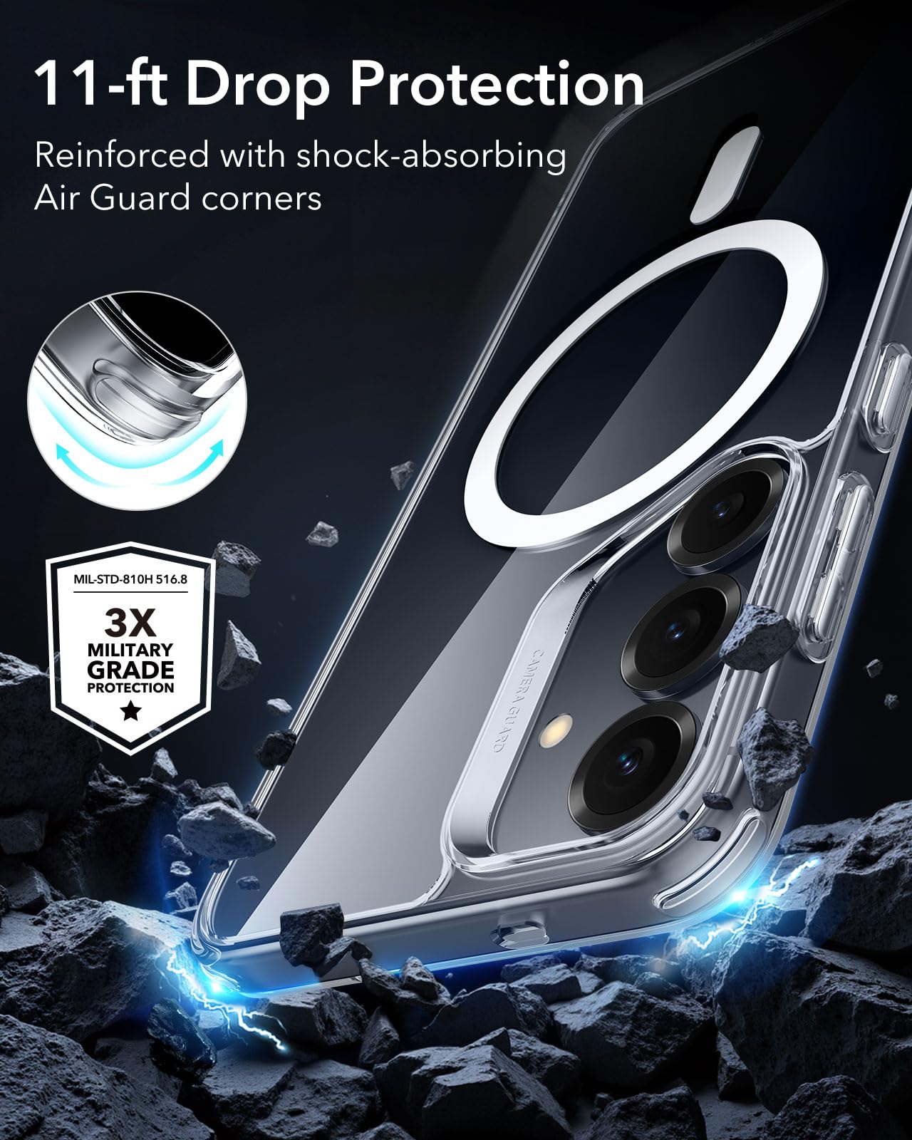 ESR Cover per Galaxy 2025 Plus, Compatibile con MagSafe, Cover magnetica, Protezione di grado militare, Resistente all’ingiallimento, Serie Classic, Trasparente