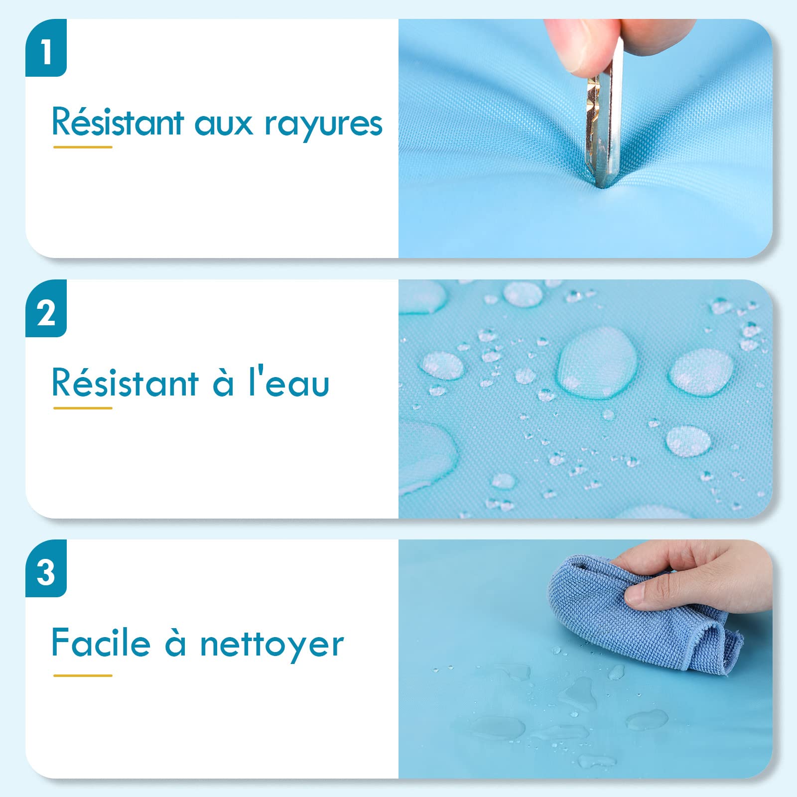 Pawtasy Tapis Rafraichissant pour Chats et Chien Matelas Refroidissant Gel Non Toxique Tapis Fraicheur pour Animaux de Compagnie Matelas Refrigerant Étanche et Facile à Nettoyer M 65 x 50 cm, Bleu