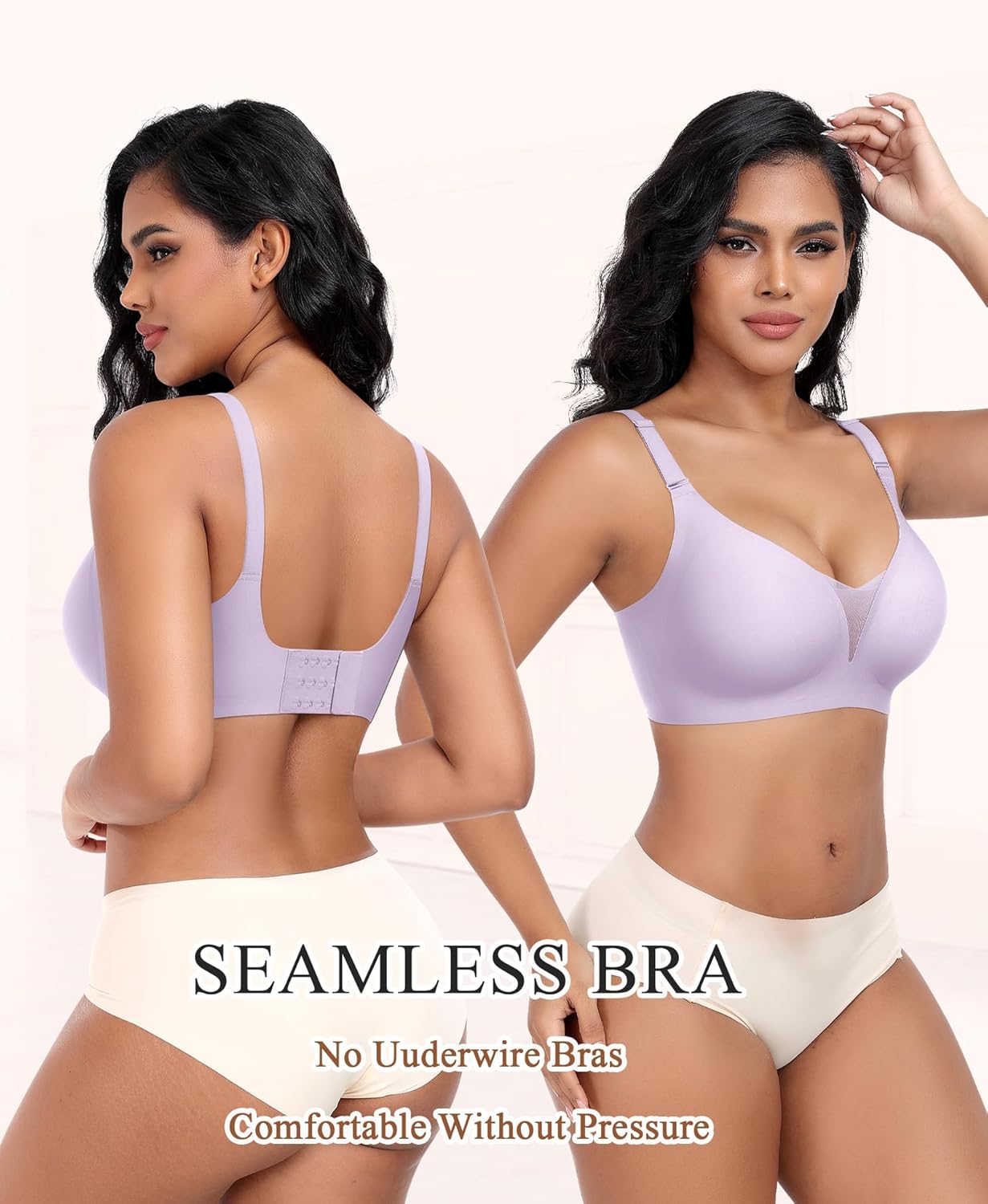 Wireless Bras for Women Lace V Neck No Underwire Push Up Bra Seamless Braslettes Full Coverage Plus Size Everyday Bras S-3XL - Image 4