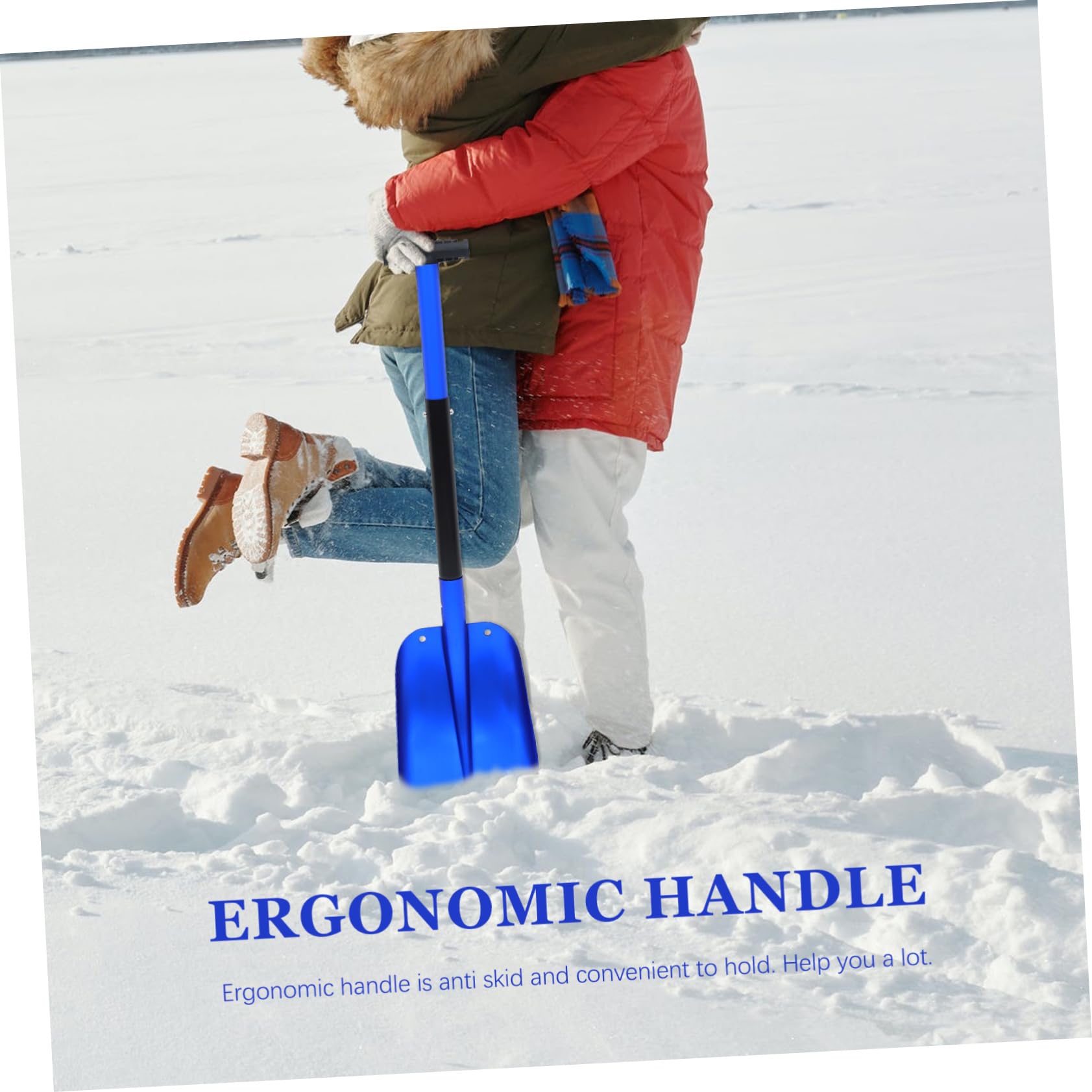 Pala da Neve Antiscivolo Manico Ergonomico in Lega di Alluminio, Pala Multiuso per Auto, Giardino e Emergenza Invernale