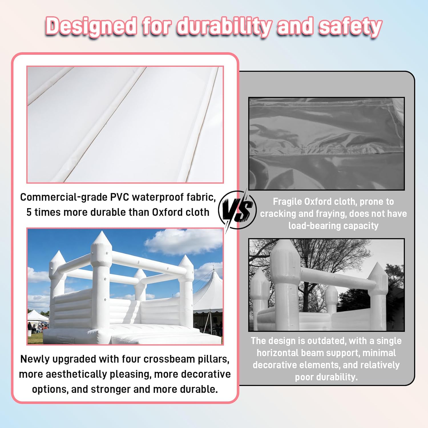 13x13x10ft Commercial Grade White Bounce House Castle, Upgraded Reinforced Beams, PVC Inflatable Bouncer for Adults & Kids with 800W Blower, Indoor Outdoor for Wedding Birthday Party Family Gathering
