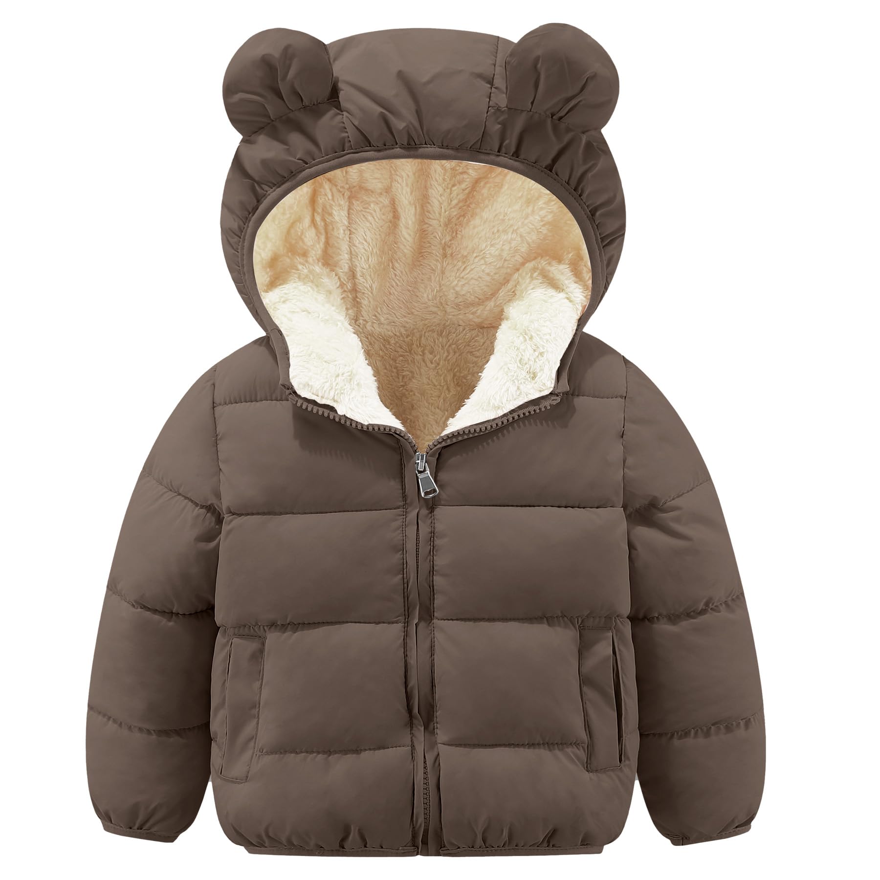 Toddler Boys Girls Thicken Winter Coat Baby Fleece Warm Cute Bear Ear Hooded Jacket Clothes 2024