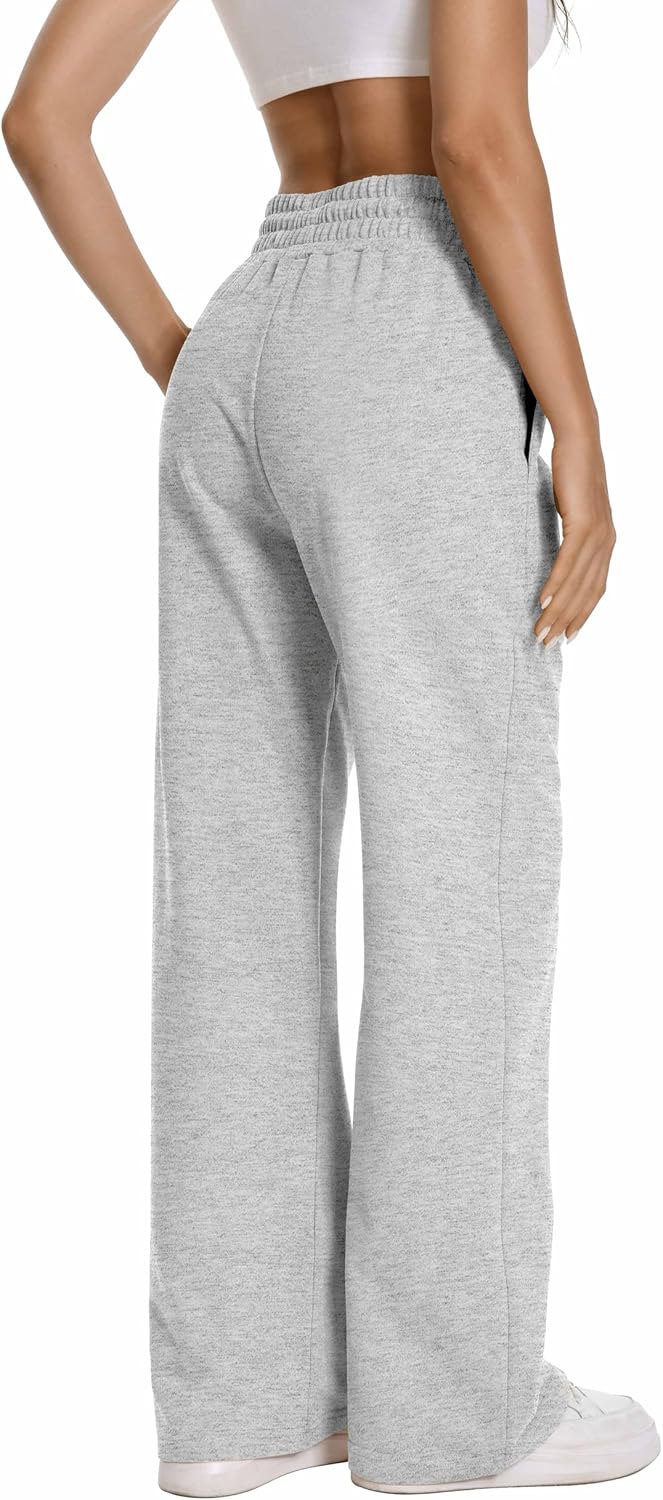 Auriviz Womens High Waisted Drawstring Sweatpants Straight Leg Pants Side Hidden Pockets Sweat Pants 30‘’ Inseam - Image 3