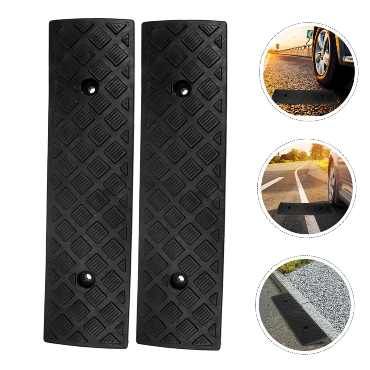 CALLARON Rampe De Seuil Antidérapante 2 Pièces 3 Cm Hauteur en Caoutchouc Et Plastique Épais pour Allée, Trottoir, Garage, Scooter Et Fauteuil Roulant, Accès Véhicule, Usage Intérieur Et Extérieur