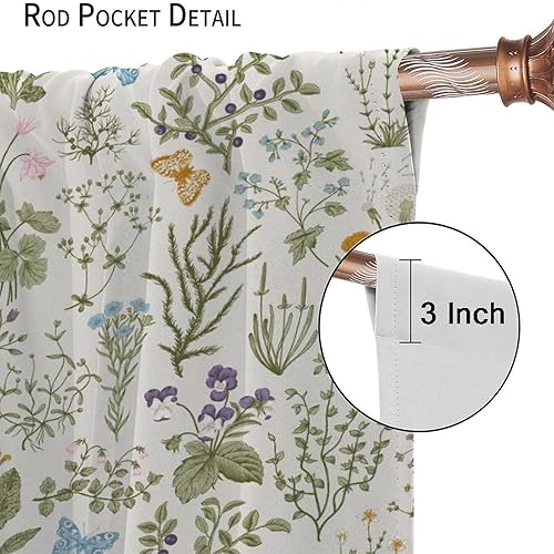 Miniatura 442 de Retro 70s Floral Blackout Window Curtains, Watercolor Flower Plant Rustic Modern Style Pattern Window Drapes, for Bedroom Living Room 42x45in 2