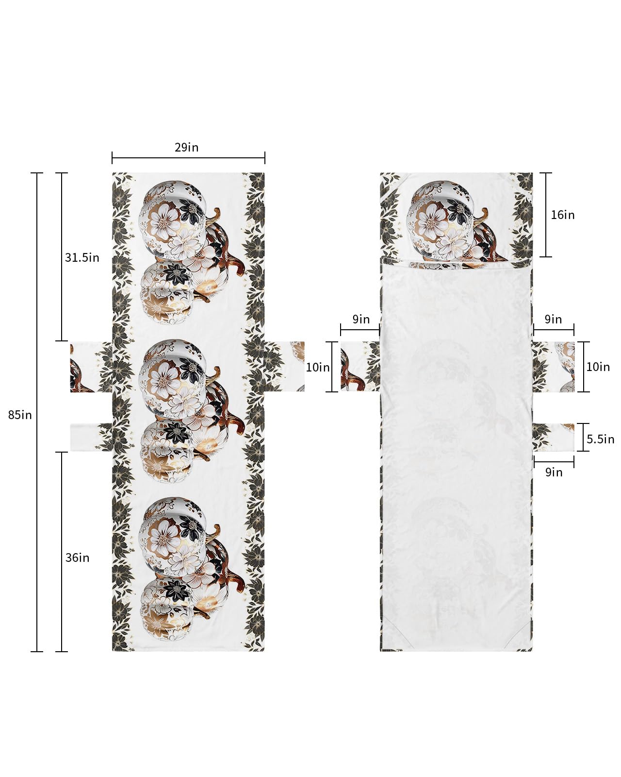 Luxury Thanksgiving, Beach Lounge Chair Towel Cover, Soft Chaise Lounge Towel with Side Pockets Patio Pool Chairs Cover for Beach/Pool Sunbathing 29x85 Fall Pumpkins Gold Flower Leaves