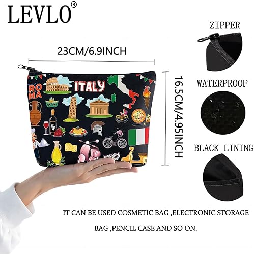 Miniatura 2 de LEVLO Bolsa de viaje para Italia, regalo de recuerdo de Roma, Torre de Pisa, Coliseo, Venecia, Carnaval, cremallera, bolsa de regalo de viaje de