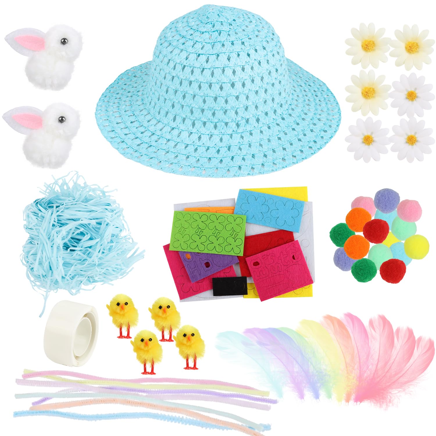 Huniee Boys Blue1 Suloli Easter Bonnet Decorations Kit,Easter Hats To Decorate Make Your Own Easter Bonnet Easter Bonnet Hat For Kids Easter Bonnet Making Kit For (Blue)