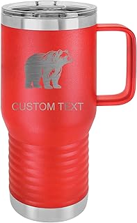 20 oz Laser Engraved Bear Tumbler - Vacuum Insulated Stainless Steel Polar Camel Coffee Mug, Double-Wall Insulated BPA-Free Travel Closing Lid Cup, Personalized Animal Gift, Red