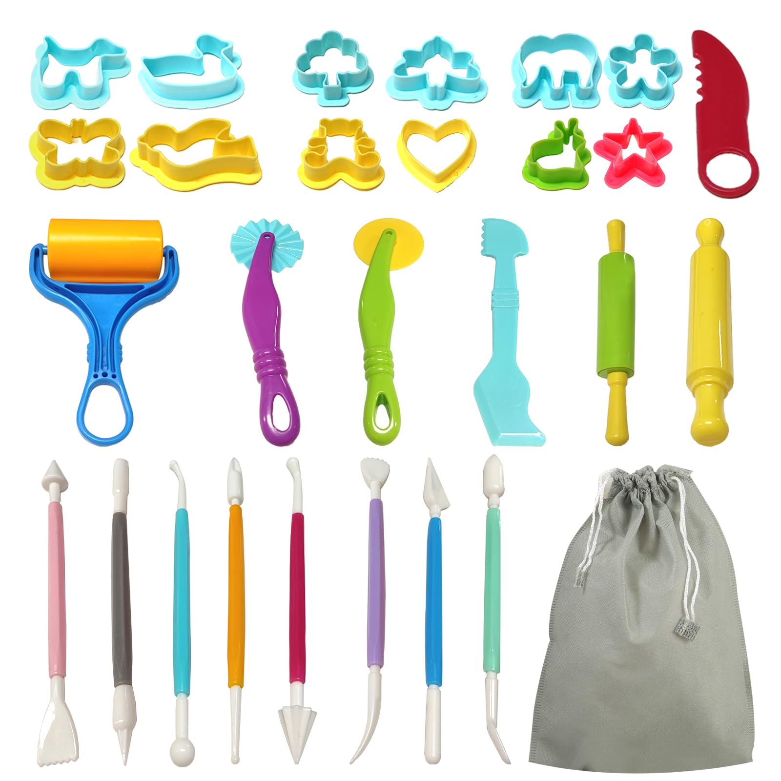 Zeuwets 28 Piezas Herramientas Plastilina, Set de Accesorios Plastilina, Herramienta de Plastilina Moldes, Juego de Accesorios de Plastilina para Niños, Arcilla Moldes, Regalos para Niños y Niñas