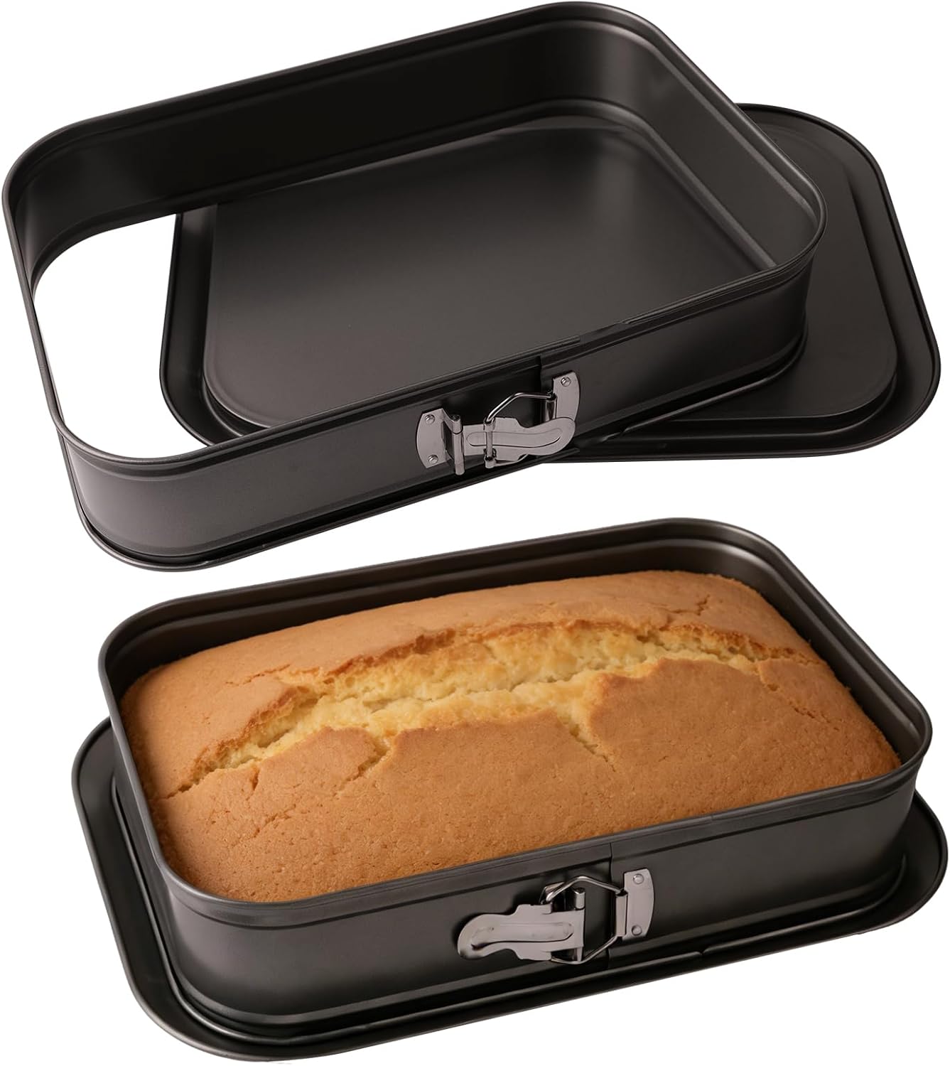 2 Pack Springform Cake Pan, 13.8 x 9.2 Inch Large Spring Form Cake Pan with Removable Bottom, Non-stick Rectangle Cheesecake Pan for Tortes Cheesecake Mousse