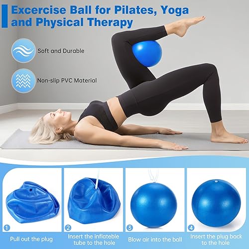 Miniatura 3 de Pilates Ring Set, Pilates Essentials Kit for Home Workouts Women, Yoga Equipment Set with 14 Inch Magic Circle, 9.8 Ball, 5 Resistance Bands, 3 Long