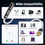 USB C to 3.5mm Audio Adapter with Dual Chip CX31993 MAX97220 DAC & HiFi Amplifier, 8-Strand 4N Single Crystal Silver-Plated Copper Cable,USBC to Headphones Aux Dongle for Android iPhone PC Mac (Black)