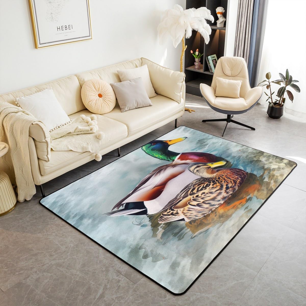 Erosebridal Kids Kawaii Sloth Carpet 5x7,Sunflower Palm Leaf Area Rug for Kids Boys Girls,Cartoon Lovely Sloth Indoor Floor Mat,Leaf Botanical Wild Animal Decorative Rug,Non Slip