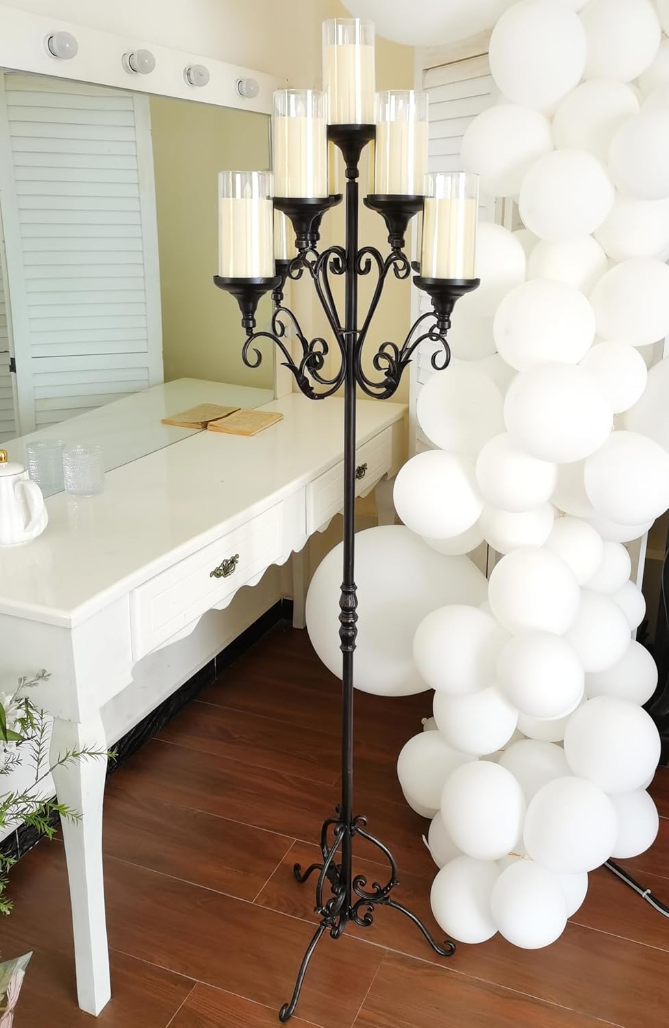 Metal Tall Floor Candelabra - 9 Arm Candle Stand - Wedding Centerpiece - Image 4