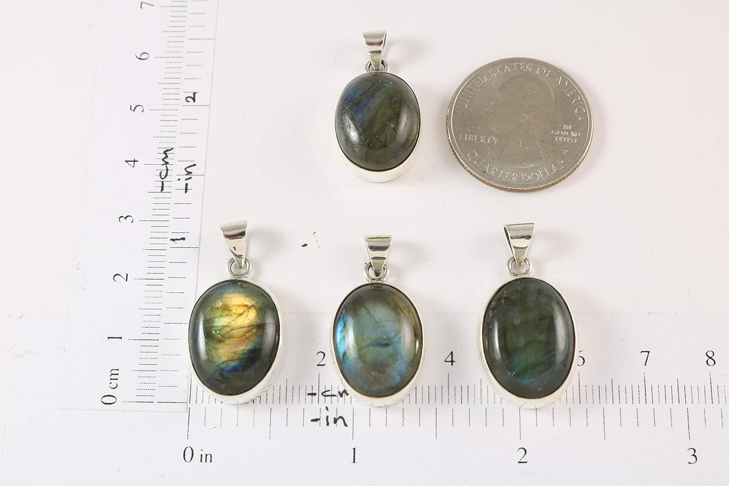 Solid Sterling Silver 925 Oval Gemstone Handmade Small Pendant Necklace for Women & Men - Image 4