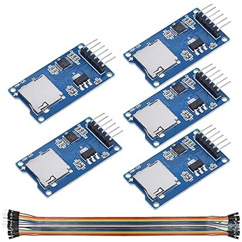 DAOKI 5Pcs Micro SD Storage Board Micro SD Card Module Micro SD Storage Expansion Board 6-pin with SPI Interface Micro SD TF Card Memory Shield Module SPI for Arduino Raspberry Pi with Dupont Wire
