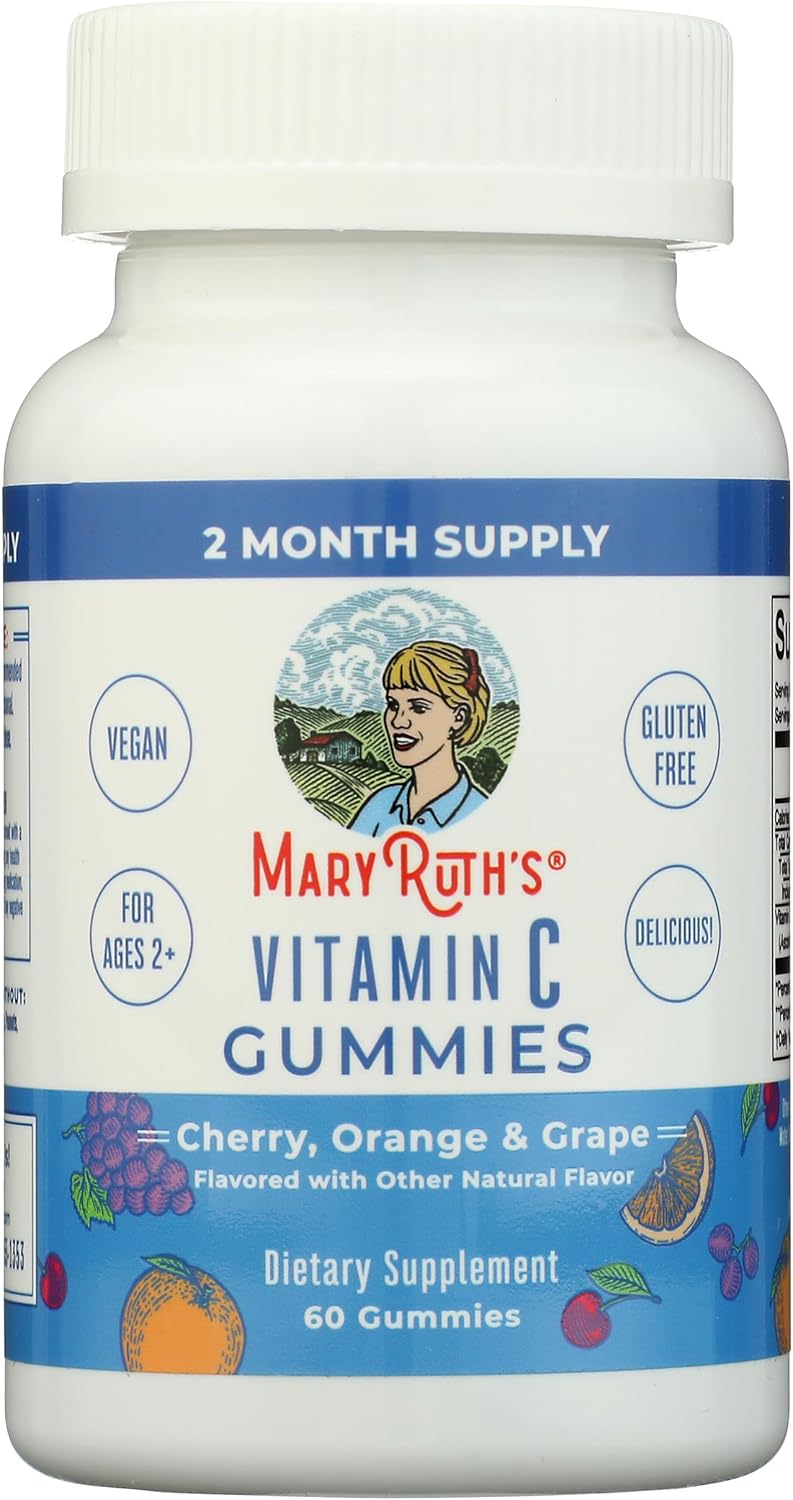 MaryRuth Organics Vitamin C Gummies | Supplement for Immune Support & Overall Health | Immune Support Supplement | Vitamin C for Adults & Kids | Vegan | Non-GMO | 60 Servings