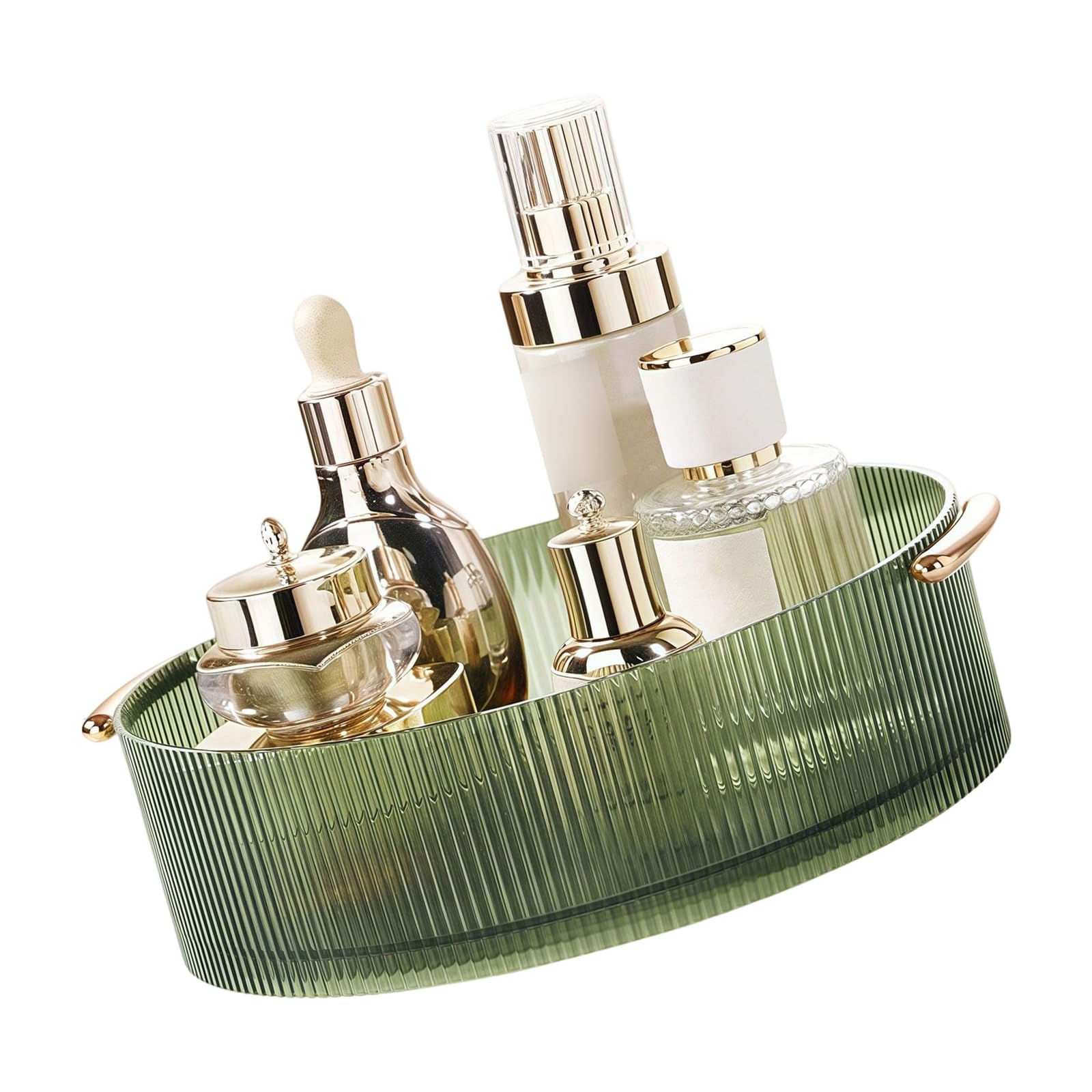 Tsophreniq Rotating Container for Cosmetics Small Items Sturdy PET ABS Materials Desk Storage