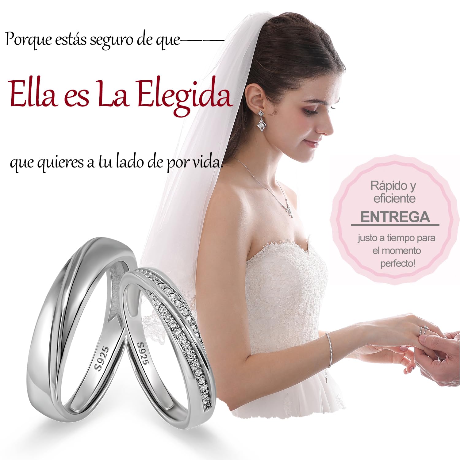 Meissa 2 Paar Ringe für Damen und Herren 925 Sterling Silber Ehering passende Versprechen Ringe Größe verstellbar handgefertigt Brautschmuck Größe 44-62