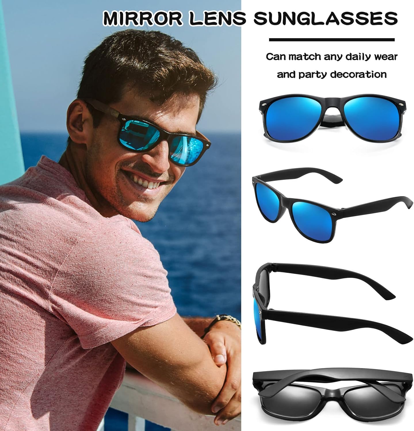 12/24 Pack Wholesale Retro Neon Colors Party Favor Supplies Unisex Sunglasses Bulk for Adults Teens, UV400 Protection - Image 2