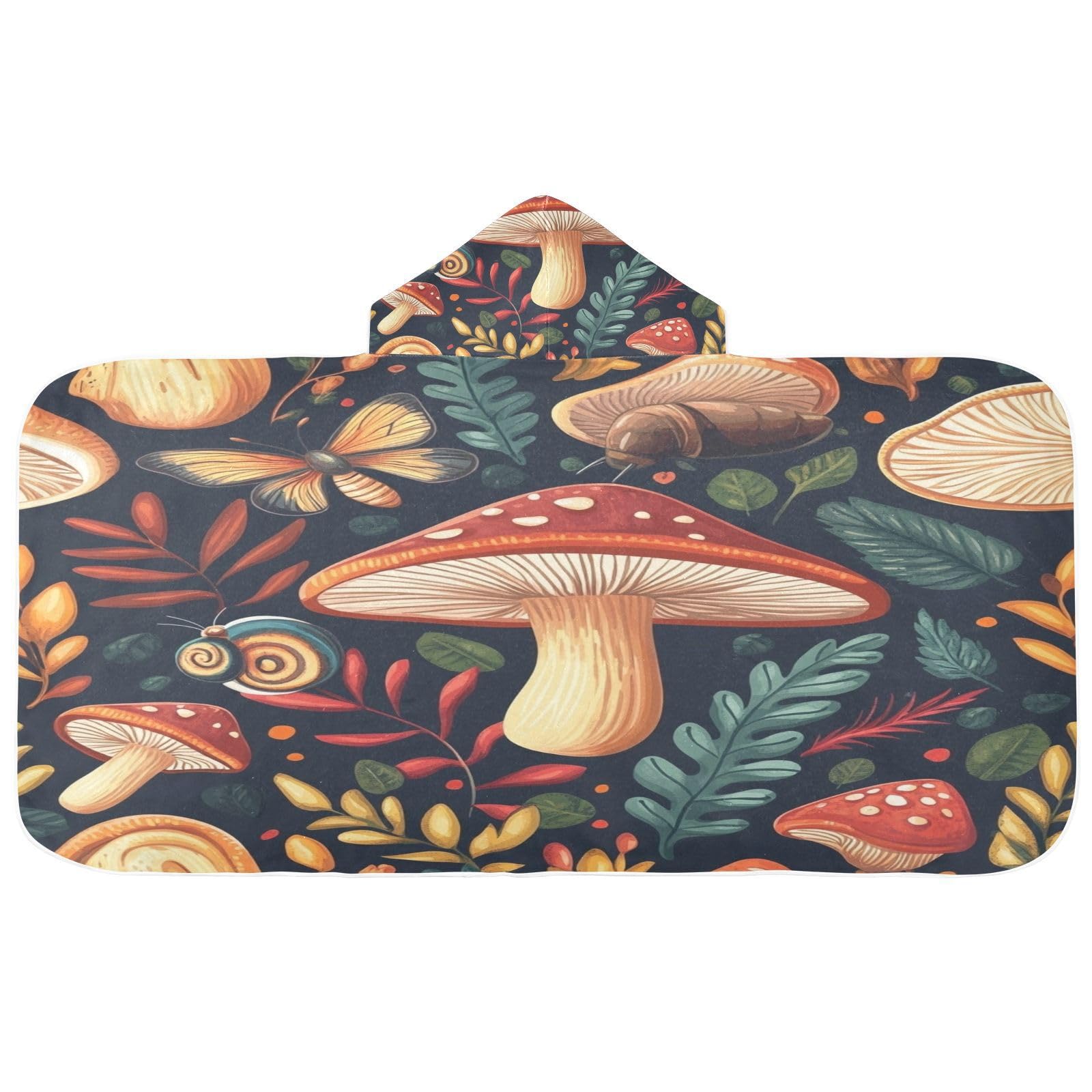 Kigai Snail Mushroom Hooded Beach Towel for Kids Soft Absorbent Quick Dry Bath Towel with Hood Lightweight Toddler Shower Pool Bath Wrap for Boys Girls