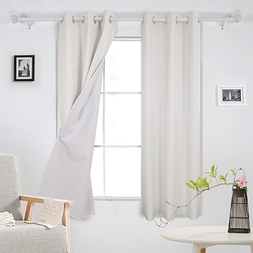 Deconovo cortina blackout de tela pesada con triple revestimiento térmico negro, color madera