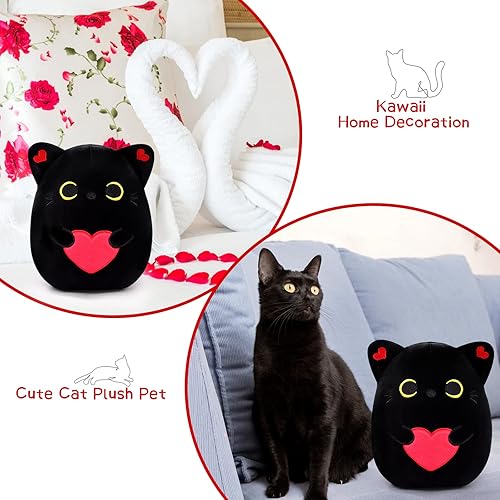 Miniatura 4 de Cojín de felpa con diseño de forma de gato juguete de peluche suave para niños bebés decoración y sofá 16pulgadas B