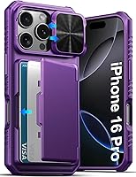 Vista 62 de ATATOO Funda tipo cartera para iPhone 16 con tarjetero (almacena 3-5 tarjetas) [bloqueo RFID] y funda deslizante para cámara, protección de grado