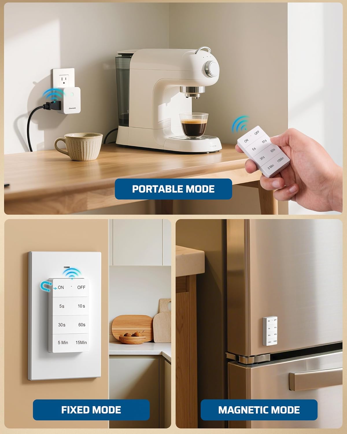 DEWENWILS Remote Control Outlet with Timer, Indoor Remote Outlet, 100FT Wireless Light Switch with Countdown Timer, 15A/1875W Remote Plug for Household Appliances, FCC Listed