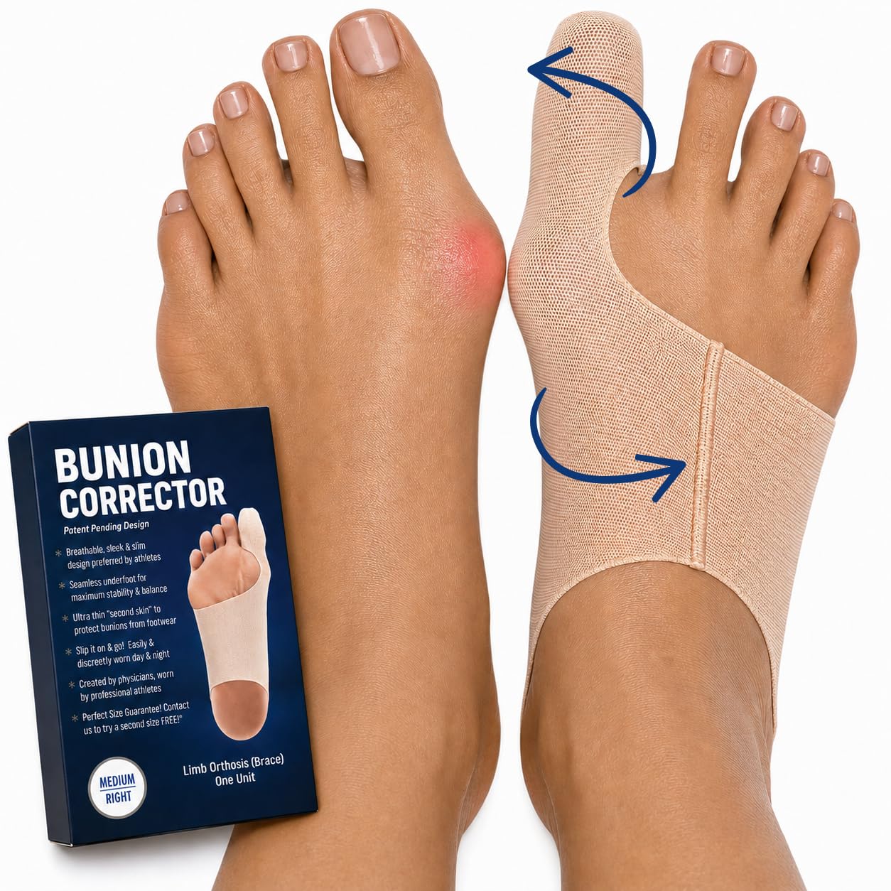 Correttore per alluce valgo da donna e da uomo, ultra sottile, separa le dita dei piedi, morbido e flessibile, per tutte le scarpe, scarpe da ginnastica, stivali, protegge e corregge