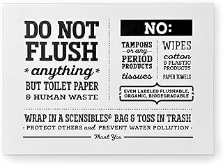 Scensibles Bathroom Dispenser for Menstrual Care Disposal - Bag Dispenser and Refill Boxes - for Tampons, Pads, Other Disposable Hygiene Products with Do Not Flush Sign