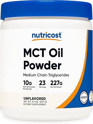 Nutricost Aceite en polvo MCT de alta calidad de 0.5 libras, lo mejor para dietas cetogénicas, cetosis y cetogénicas, cero carbohidratos netos, sin