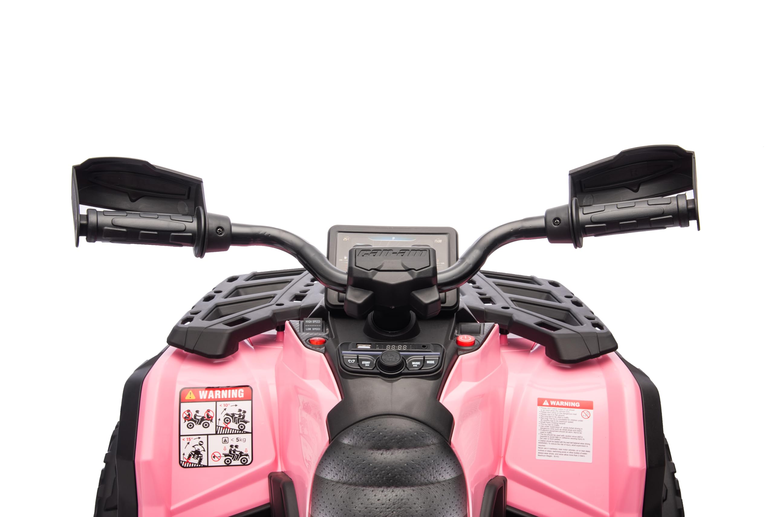 FINOOS Quad Electric Enfants 2 Places 24V, Can-am Outlander, Voiture Electrique Enfants 4x4, lumières LED, 24V, Moteurs 4 x 200W Batterie: 24V 7Ah, Roues Souples en EVA (Rose)