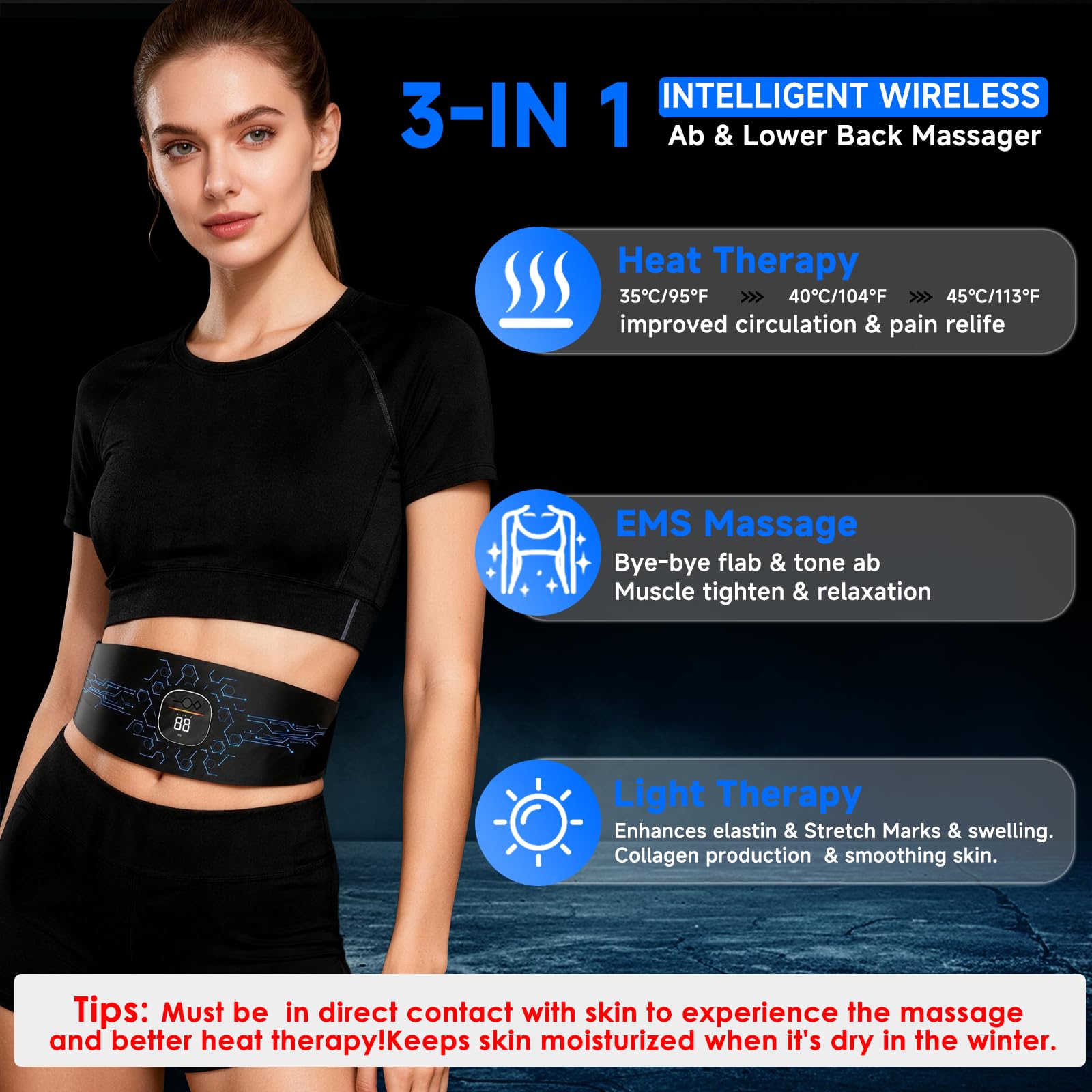 Abs Stimulator Belt Muscle Toner,ab toning Belt for Home Workout Fitness — Amazon image 2