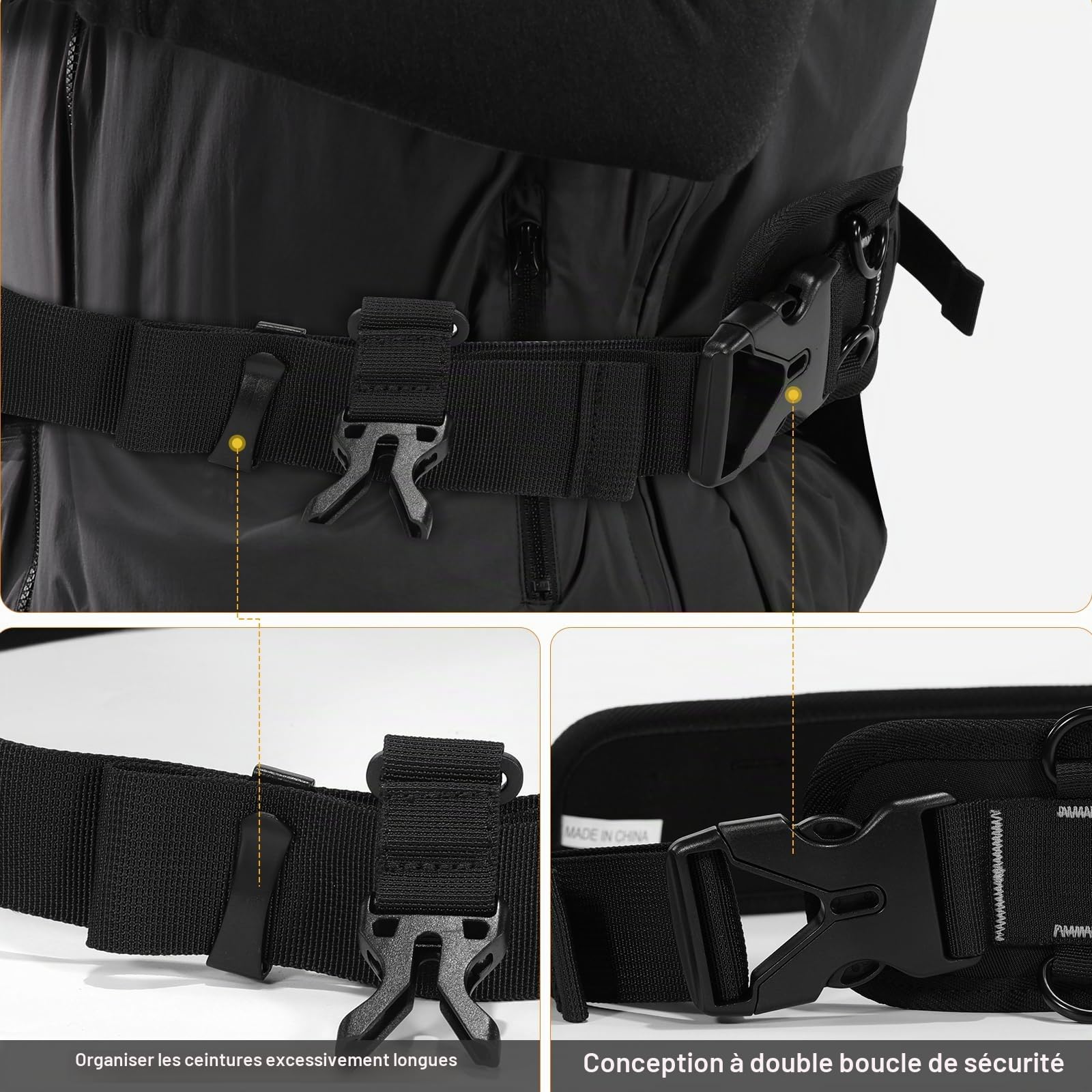 Cwatcun Sangle de caméra réglable pour photographes – Harnais à double épaule multifonctionnel et ceinture de taille pour accessoires d’appareil photo DSLR/SLR et rangement
