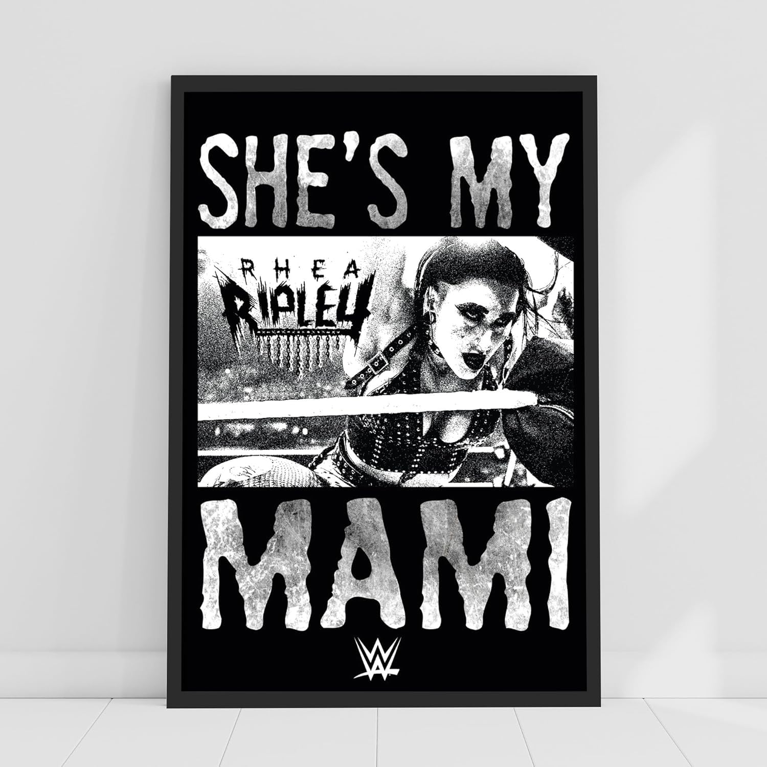 Themed Black Wwe Print - Rhea Ripley She's My Mami Poster Wrestling Wall Art (21Cm X 29.7Cm - A4)