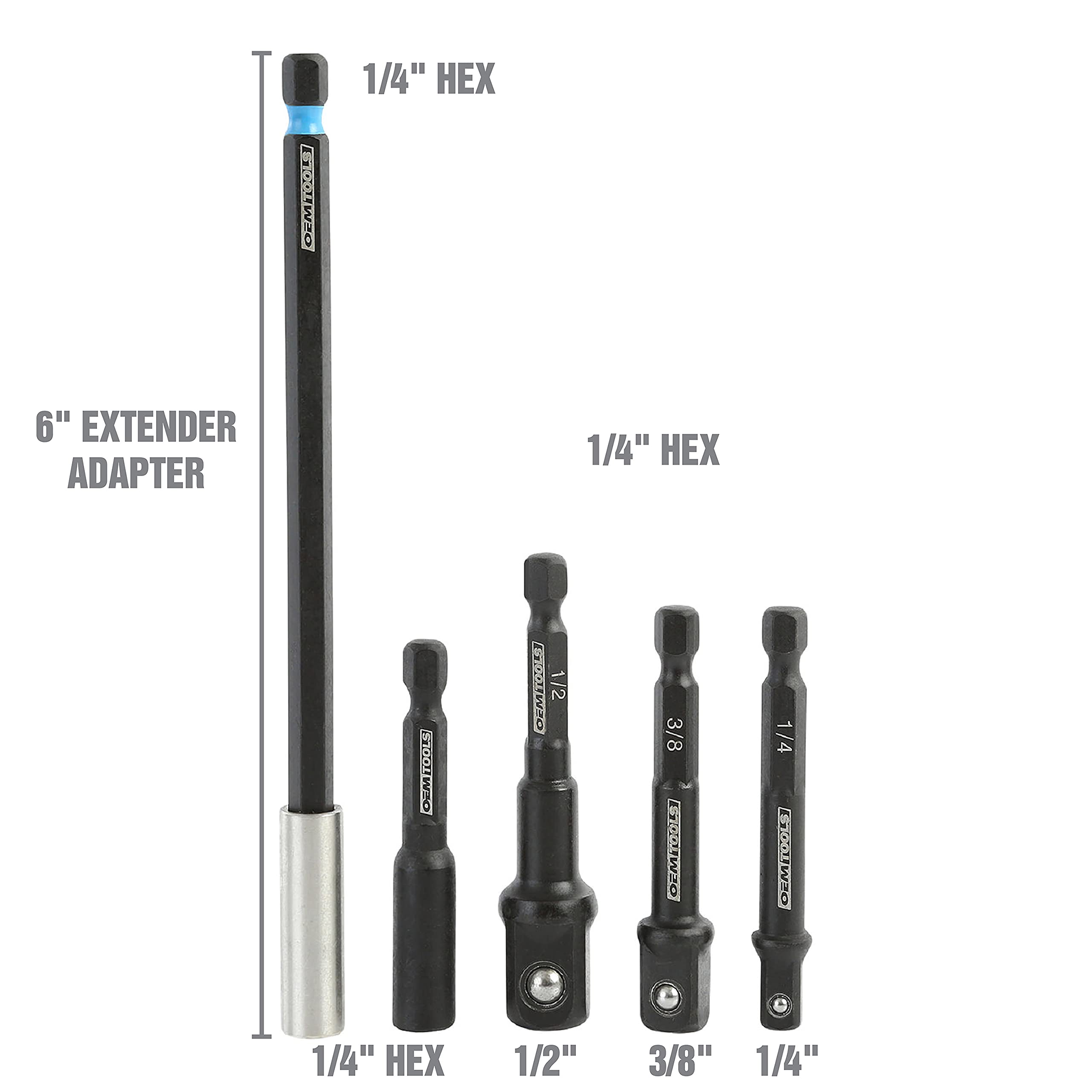 OEMTOOLS 26525 5 Piece Impact Driver Bit Set, Hex Bit Socket Set