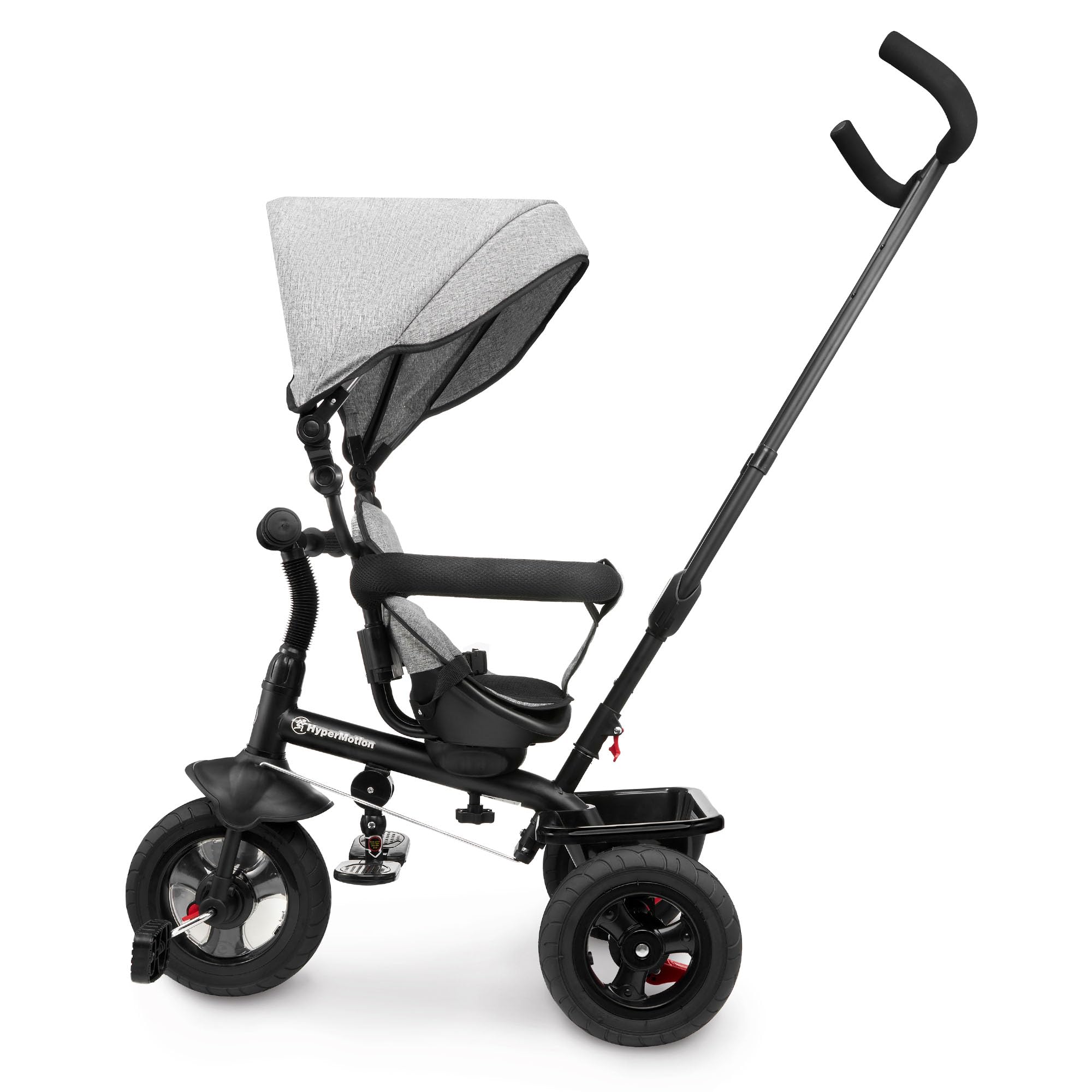 HyperMotion Triciclo Infantil con Manillar para Padres - Bici Bebé 1 Año Evolutiva hasta 20kg - Modelo Similar Kinderkraft con Barra de Empuje - Saltador Bebe Gris